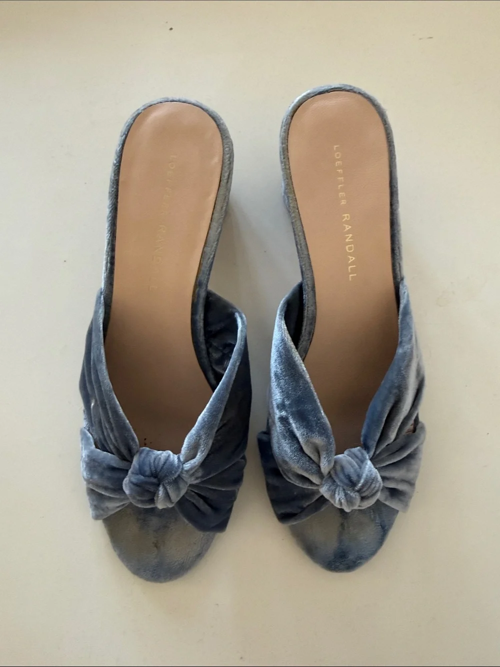 Loeffler Randall Blue Velvet Knot Mule Heels - Picture 4 of 8